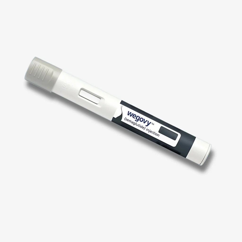 A single Wegovy (semaglutide) injection pen shown against a white background in yatton bristol.