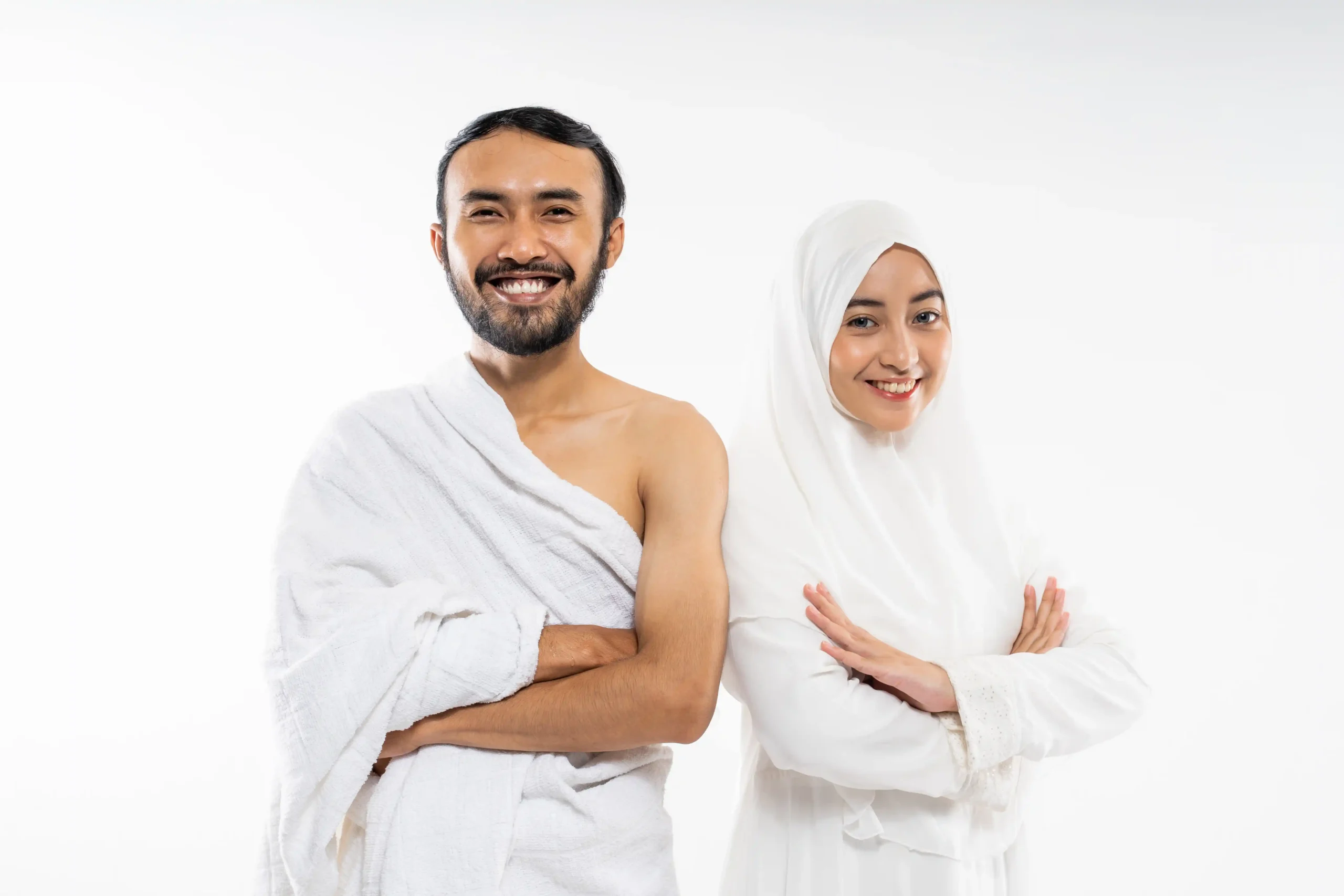 Couple wearing ihram clothes